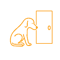 Chien seul près d'une porte ou triste en l'absence de son humain